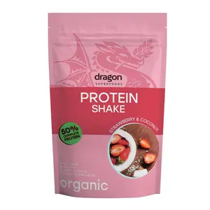 Bột Protein Dâu & Dừa Hữu Cơ, Organic Plant-Based Protein Shake, Strawberry & Coconut (450g) - DRAGON SUPERFOODS